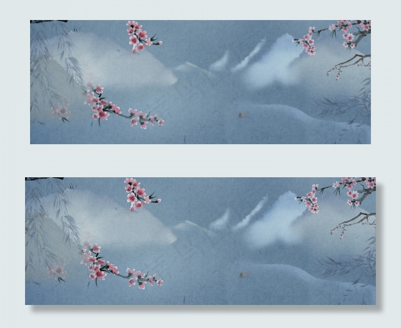 典雅深色桃花古风海报背景