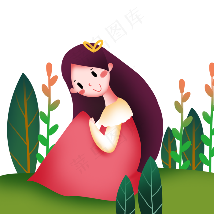 春分春游的小女孩,免抠元素