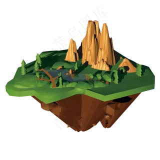 悬空岛上的野外丛林,免抠元素