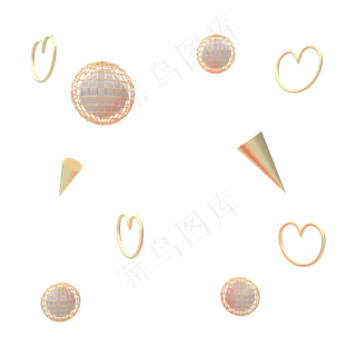 金色立体漂浮电商,免抠元素