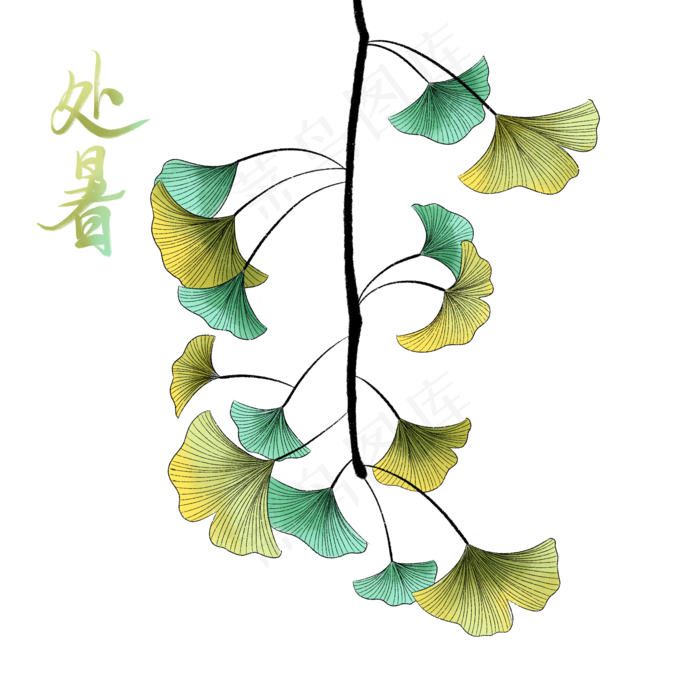 节气处暑植物(2000X2000(DPI:300))psd模版下载