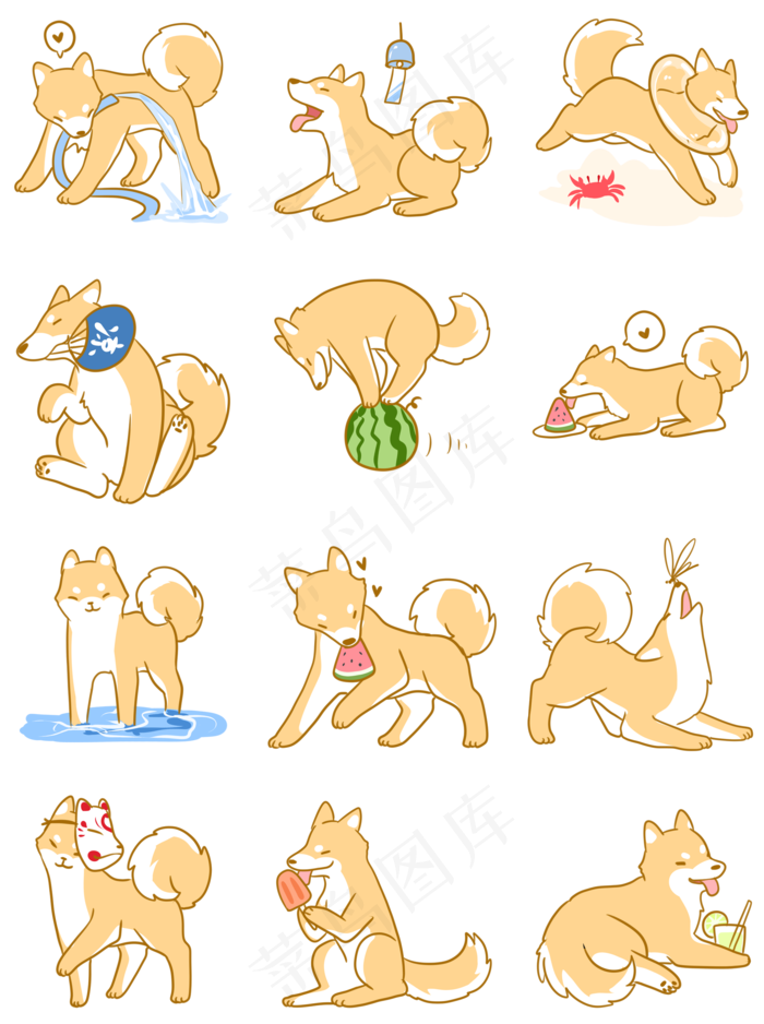 柴犬与夏天系列(2000X2680(DPI:300))psd模版下载