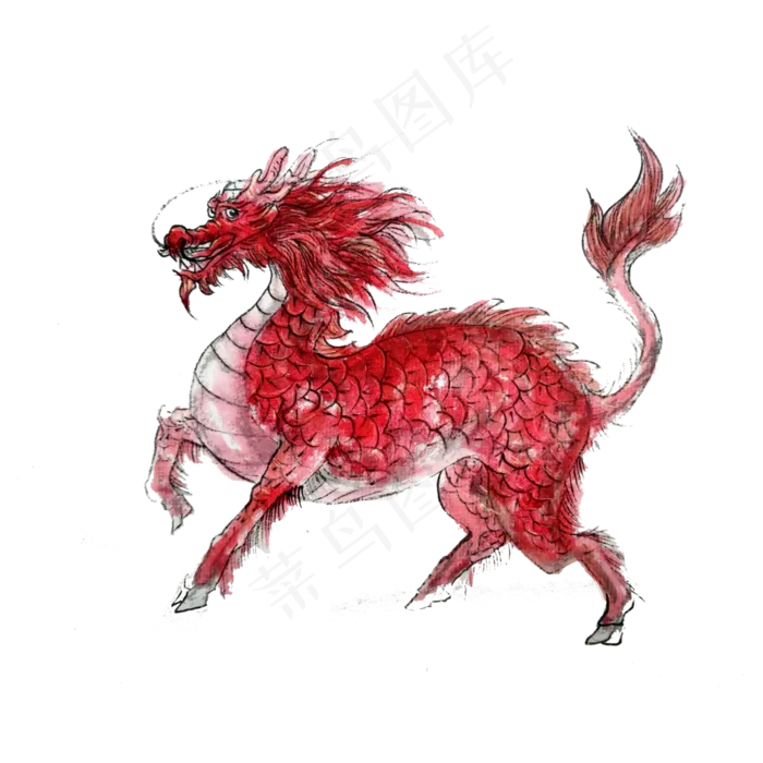 红麒麟火麒麟PNG神兽祥瑞,免抠元素