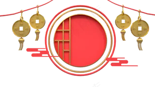 红色金色春节舞台,免抠元素