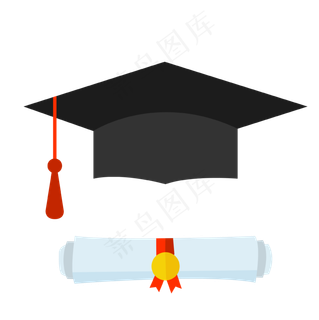 毕业季学士帽毕业证书,免抠元素