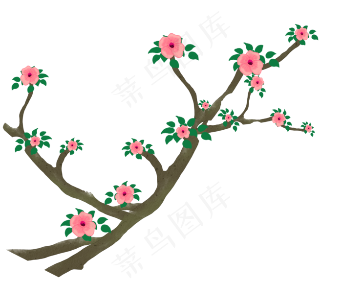手绘装饰花枝元素(2000X1647(DPI:300))psd模版下载