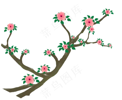 手绘装饰花枝元素