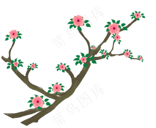 手绘装饰花枝元素