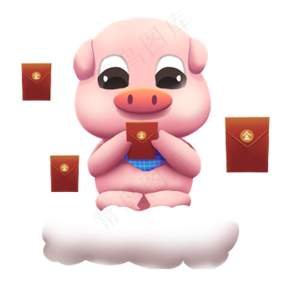 可爱小猪手绘免抠元素