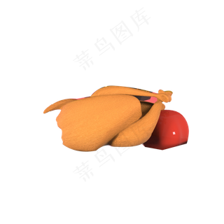 新鲜的火鸡和水果免抠图