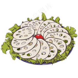 一盘新鲜的美味藕片