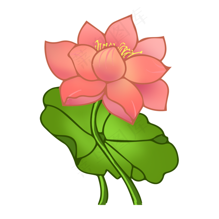 粉色荷花花枝(2000X2000(DPI:300))psd模版下载