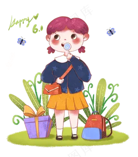 六一儿童节吃棒棒糖的小女孩,免抠元素 六一儿童节吃棒棒糖的小女孩,免抠元素