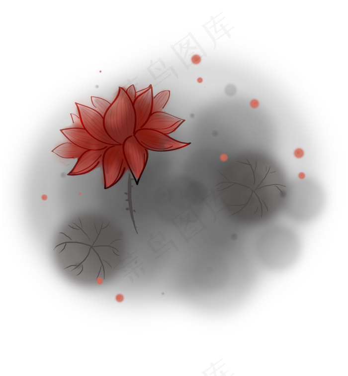 中国风荷花水墨文本框