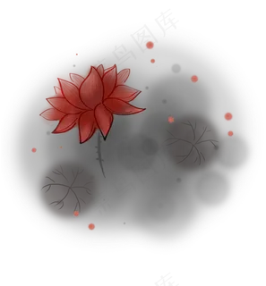 中国风荷花水墨文本框