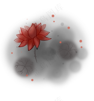 中国风荷花水墨文本框