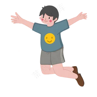 五四青年节跳跃青年双腿弯曲跳跃