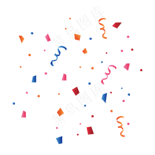 彩色礼花漂浮素材,免抠元素