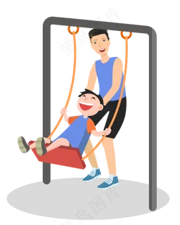 公园陪孩子荡秋千的父亲,免抠元素