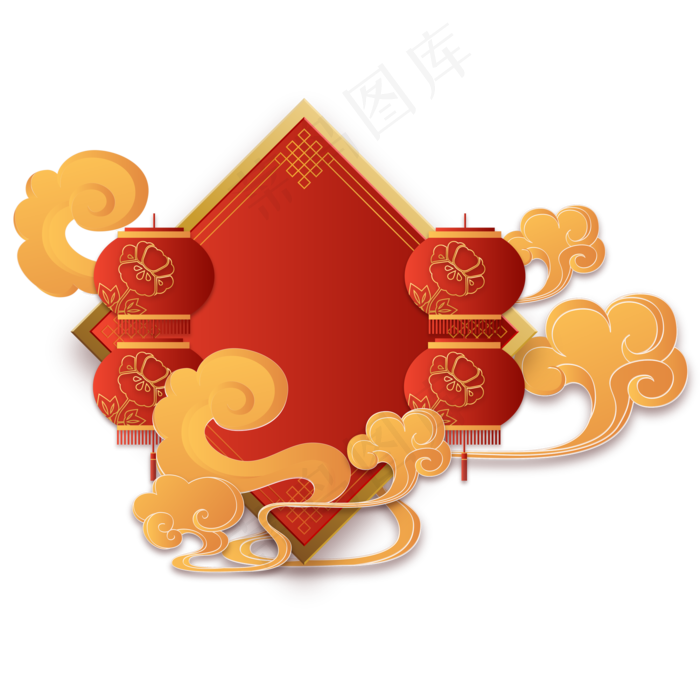 中国风鼠年新年边框,免抠元素