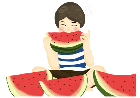 夏日小朋友吃西瓜 夏日小朋友吃西瓜