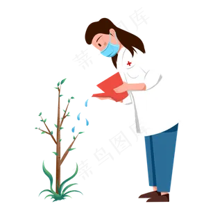 植树节女医生种植希望,免抠元素