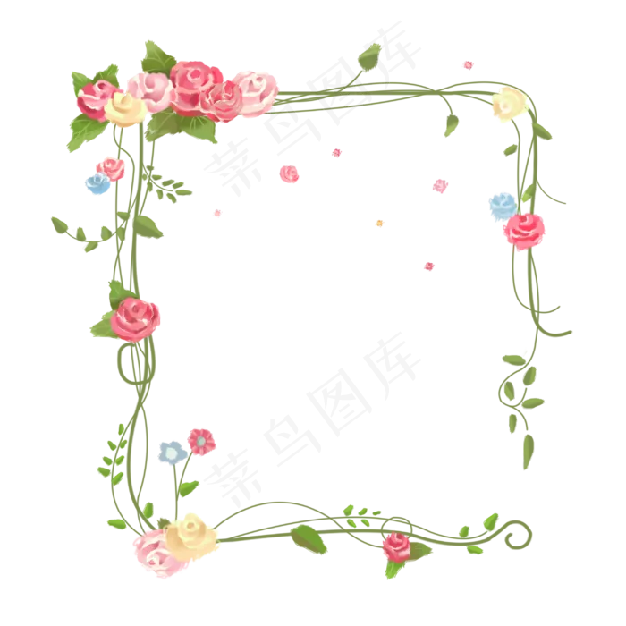 简洁文艺玫瑰花花藤元素(3000X3000(DPI:200))psd模版下载