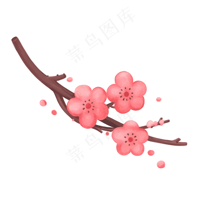 植物类装饰图案之手绘风梅花免抠(2000X2000(DPI:300))psd模版下载
