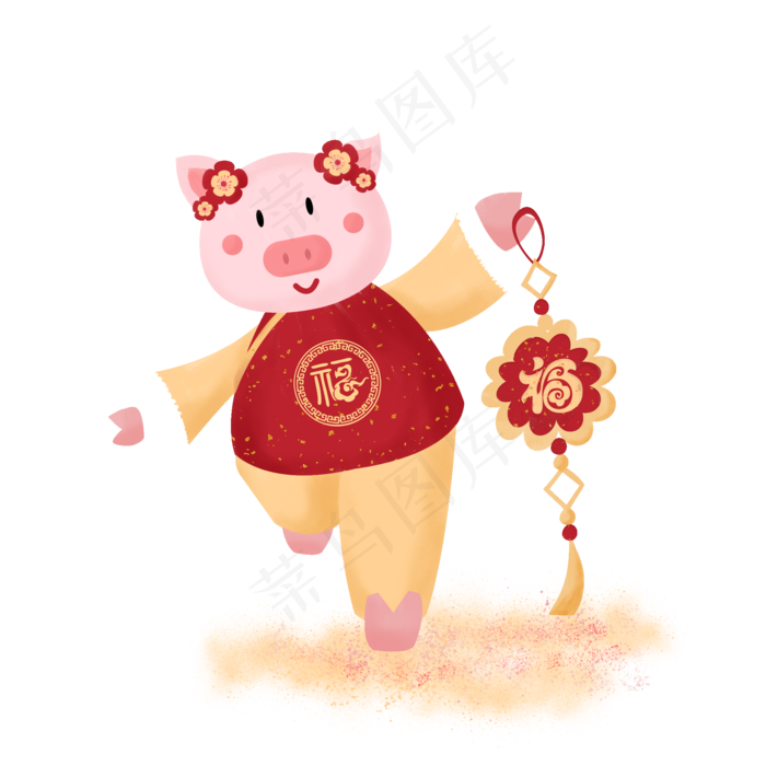 2019猪年春节新年喜庆手绘春生肖�,免抠元素