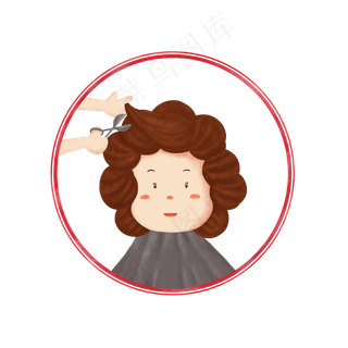 龙抬头女人理发手绘,免抠元素