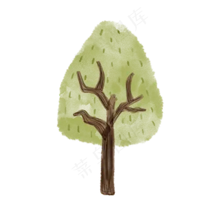 手绘水墨水彩秋季秋树素材元素