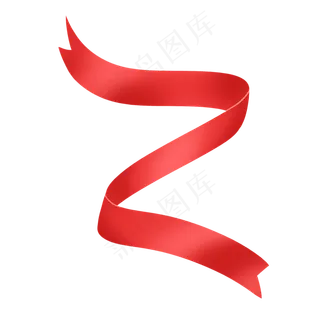 卡通手绘红色飘逸丝带,免抠元素