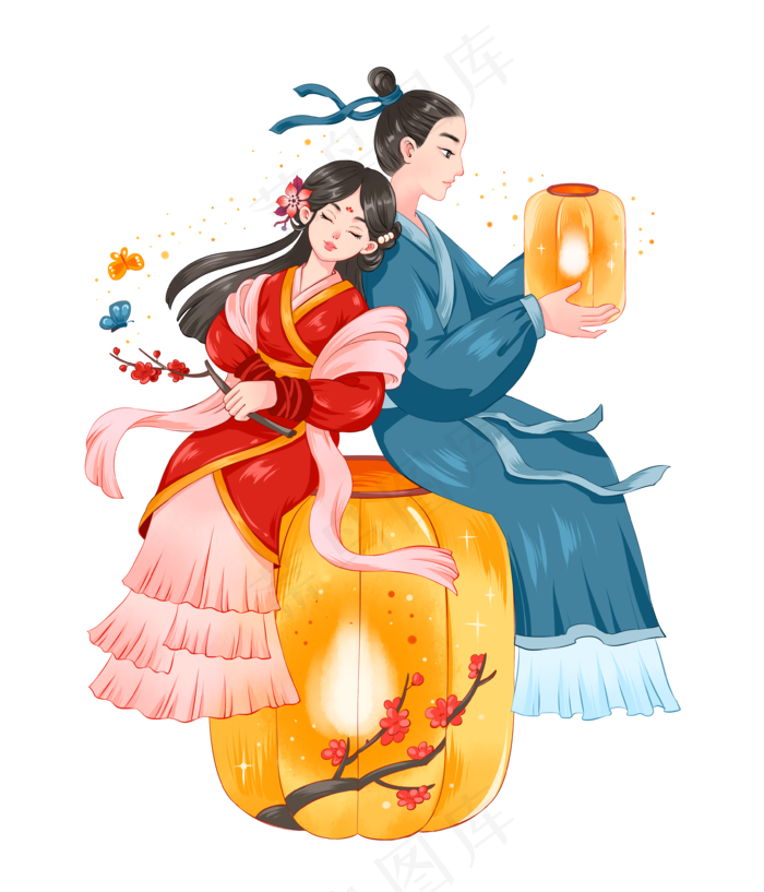 国潮七夕古风情侣(3543X4133(DPI:300))psd模版下载