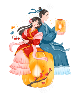 国潮七夕古风情侣