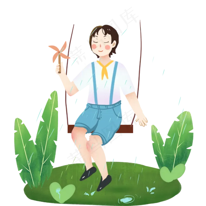 谷雨荡秋千的女孩