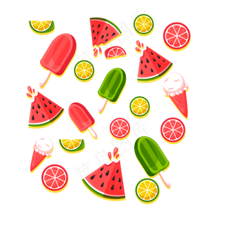 卡通夏季水果解暑相关免扣素材,免抠元素