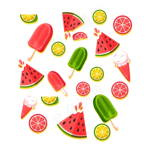 卡通夏季水果解暑相关免扣素材,免抠元素