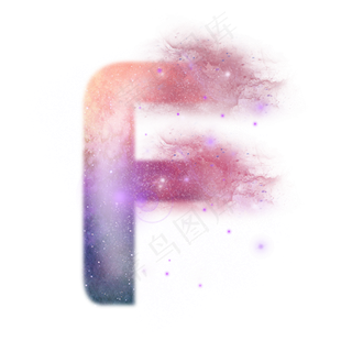 创意星空蓝色红色字母F