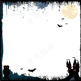 万圣节恐怖夜晚装饰边框,免抠元素