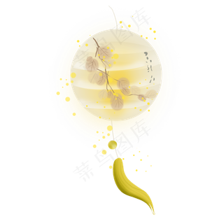 圆形树叶纸灯,免抠元素