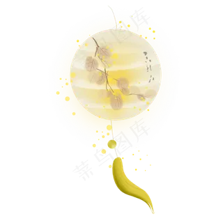 圆形树叶纸灯,免抠元素