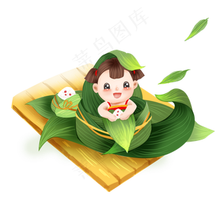 端午吃粽子可爱小孩