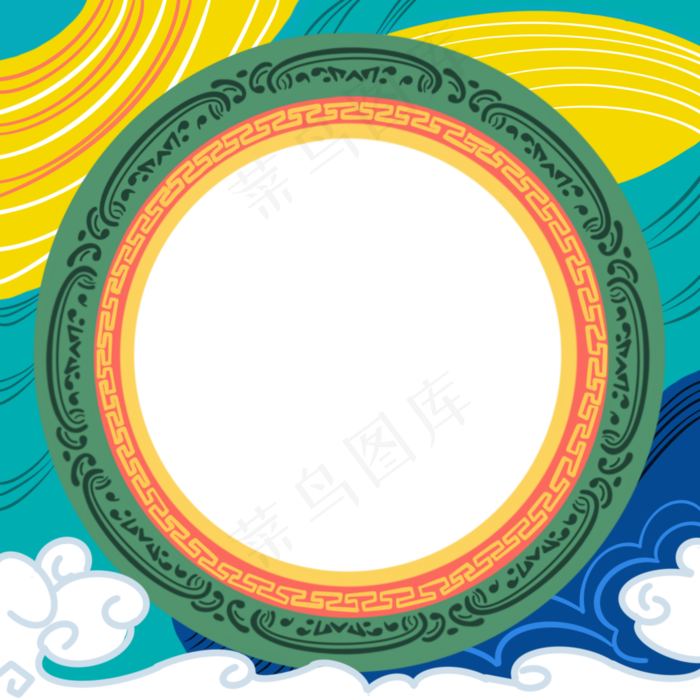 新年国潮圆形边框(2000X2000(DPI:300))psd模版下载