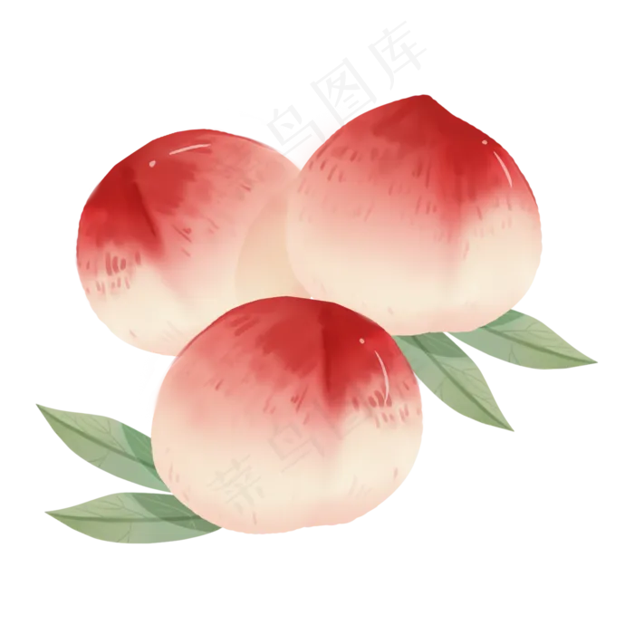 水彩水果水蜜桃(2100X2100(DPI:300))psd模版下载