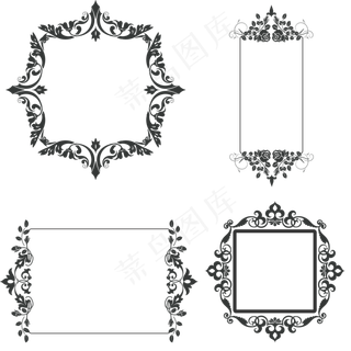 古典欧式精美花纹植物贵族印花边,免抠元素