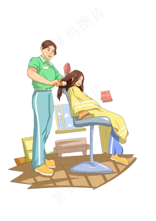 二月二龙抬头理发的小女孩,免抠元素