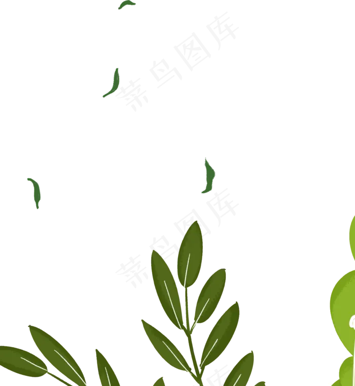 绿色春天漂浮PNG免扣(3545X3854)