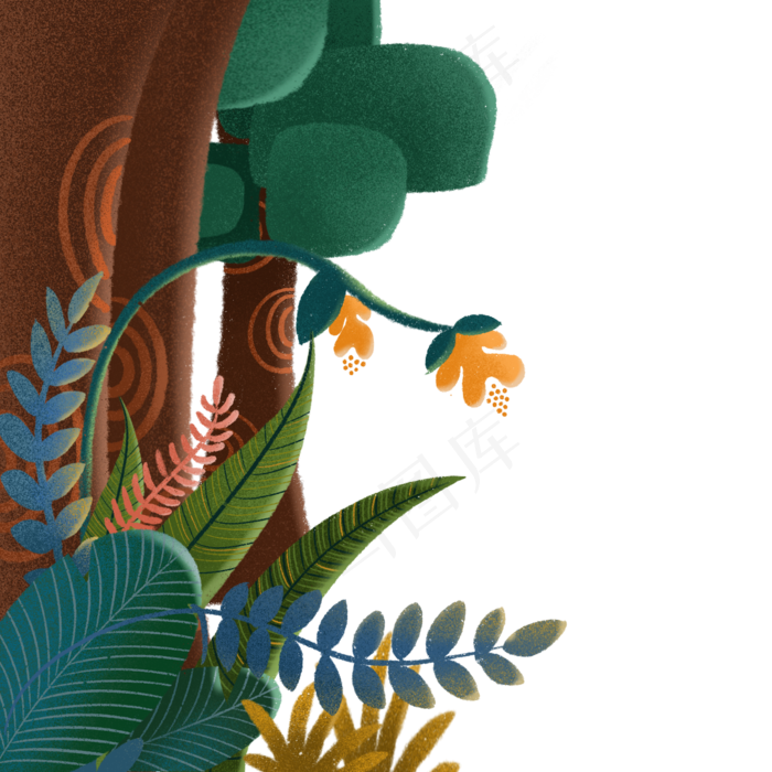 卡通植物装饰下载(2000X2000(DPI:300))psd模版下载