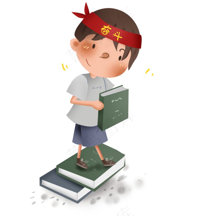 高考冲刺手拿课本的学生,免抠元素