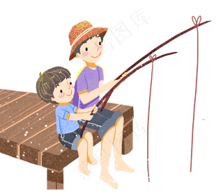 钓鱼的父子两